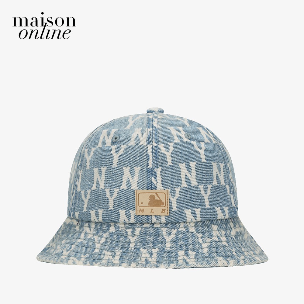 [Mã FASHIONMALLT4 giảm 15% tối đa 30K đơn 150k] MLB - Nón bucket thời trang Monogram Denim Dome 32CPHM011-50U