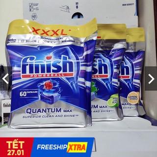 [LOẠI MẠNH NHẤT] Viên rửa bát Finish Quantum  túi 60 viên ( EU )