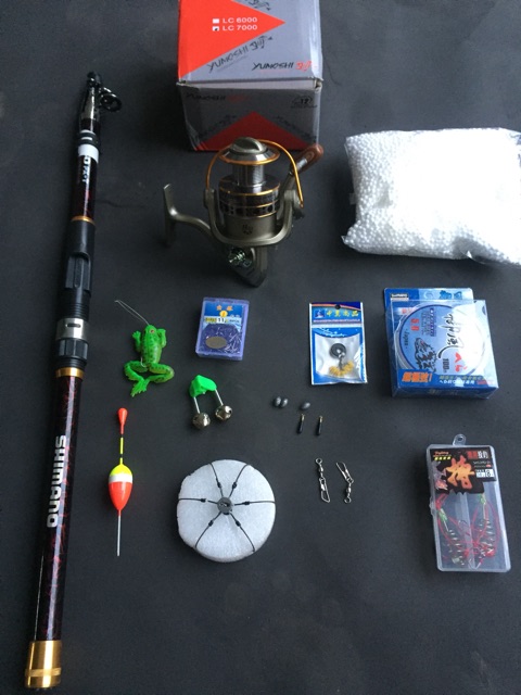 Combo cần câu lục shimano 3,6m và 14 món phụ kiện đi kèm