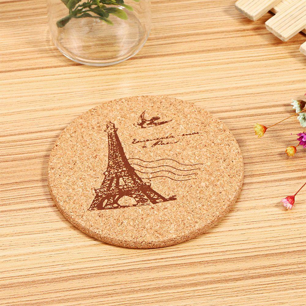 Epoch Set 2 Tấm Lót Cốc Cà Phê Trà Bằng Gỗ Nút Bần Linh Hoạt Chịu Nhiệt Phong Cách Vintage
