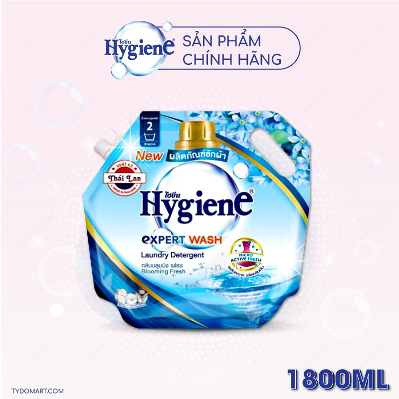 Nước giặt Thái Lan Hygiene túi 1800ml kết hợp xả vải giúp áo quần thơm lâu hàng chính hãng