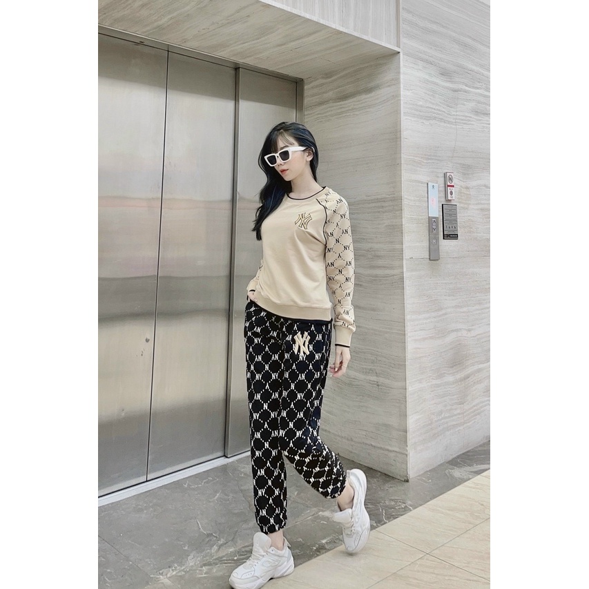 (HÀNG XUẤT XỊN) Set Bộ N//Y da cá chéo cao cấp phối nỉ ép M//L//Bdày dặn co giãn 4ch
