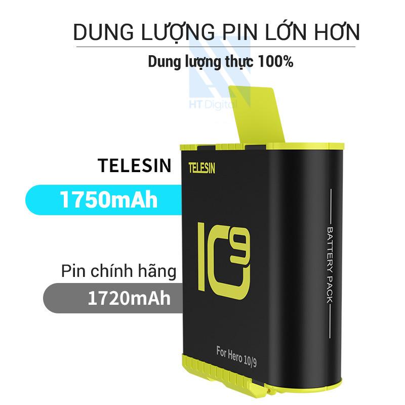 Dock Sạc 3 + 2 Pin Cho GoPro 11 10 9 Telesin Allin box Có Nắp Đậy, chống nước , tích hợp đầu đọc thẻ TF