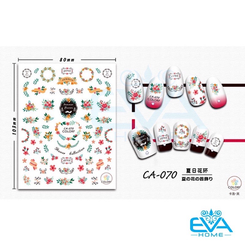 Decal Dán Móng Tay 3D Nail Sticker Tráng Trí Hoạ Tiết Dòng CA Từ  CA064 - CA072