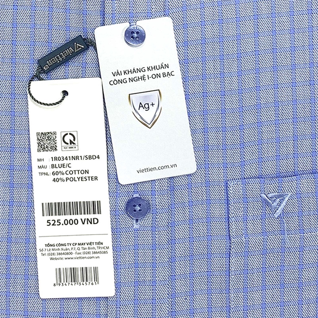Viettien - Áo sơ mi nam ngắn tay ca rô vạ bầu 1R0341 fom regular - Áo sơ mi nam công sở Việt Tiến