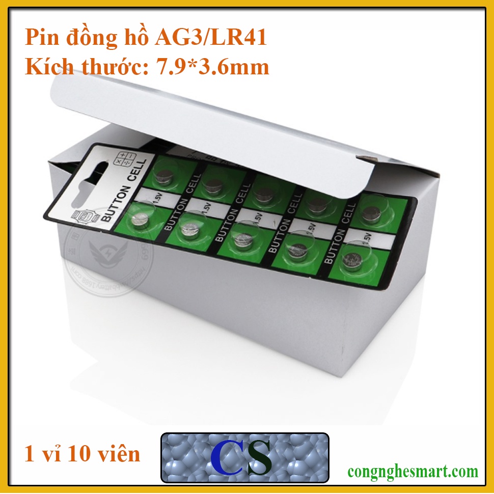 1 vỉ 10 viên pin cúc áo 1.55V AG3/ LR41 / SR41 / 392 / 192 Button Cell cho dồng hồ điện tử, đồ chơi, máy trợ thính