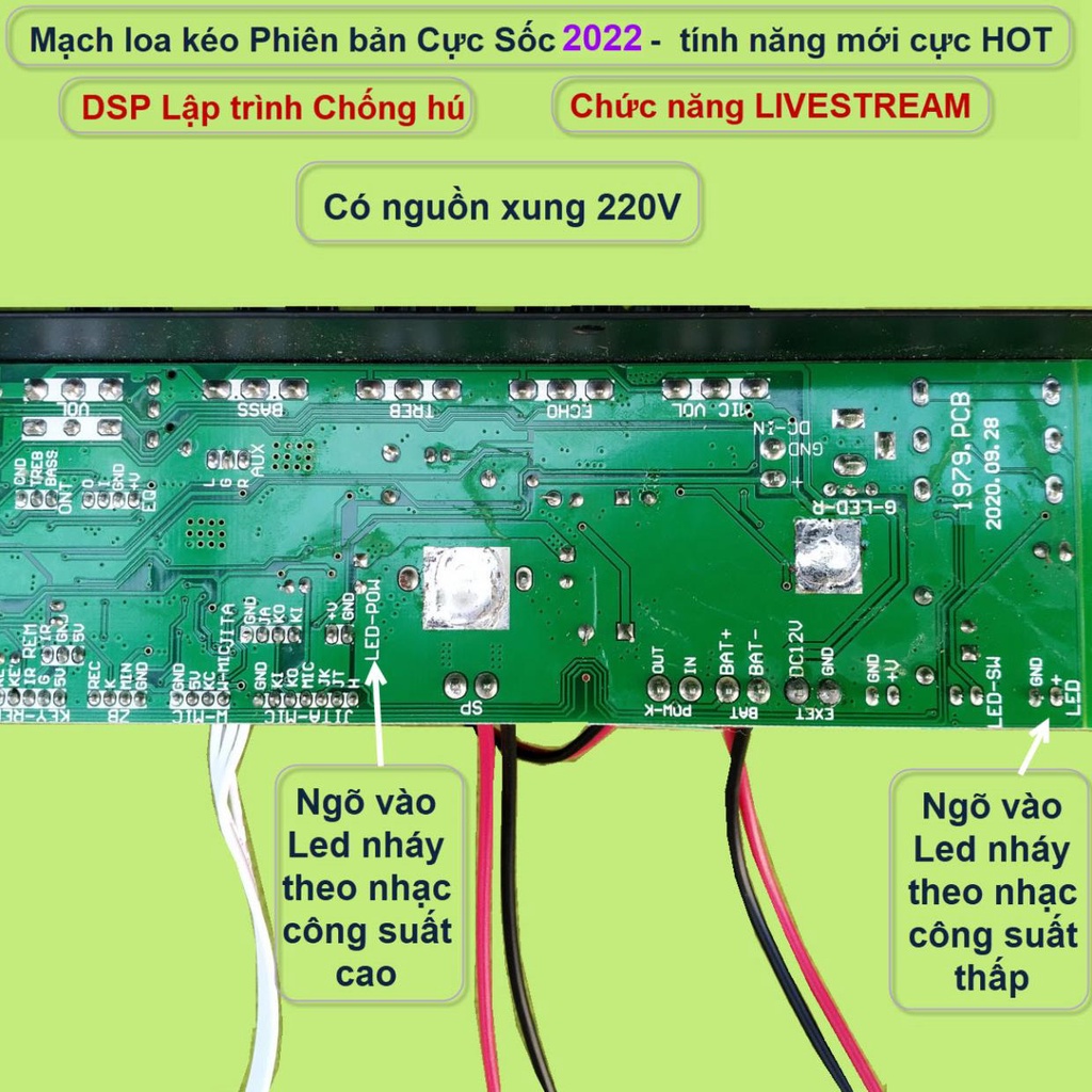 Mạch loa kéo LIVESTREAM DSP lập trình chống hú IC CS8676 công suất 60W – 120W có nguồn xung - guitar điện