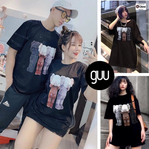 Áo thun unisex in hình 3 con gấu dễ thương GUU chất vải thun dày mịn thoáng mát phong cách ulzzang