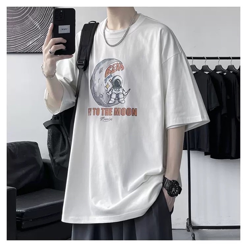 Áo thun phông nam nữ PINK tay lỡ form rộng FLY TO THE MOON Unisex