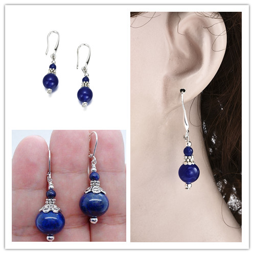 Dây Chuyền Mặt Đá Lapis Lazuli Phong Cách Retro Thanh Lịch Cho Nữ