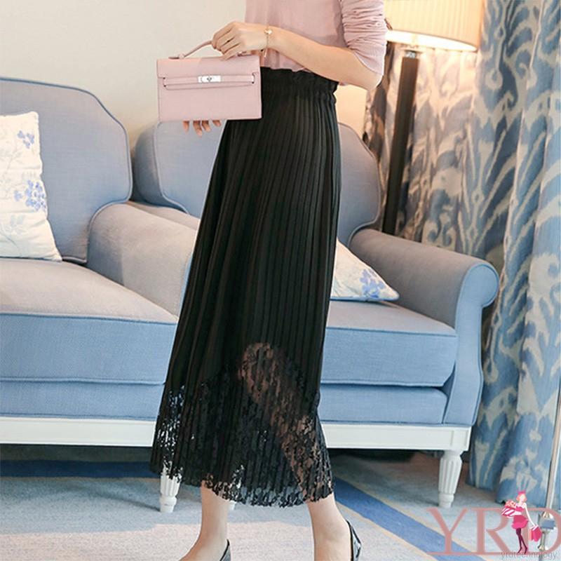 Quần ống rộng lưng cao phối ren cho nữ | BigBuy360 - bigbuy360.vn