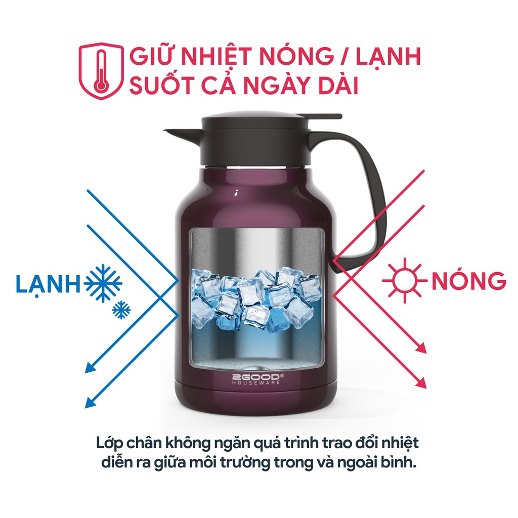 Bình Pha Trà Giữ Nhiệt 2GOOD B16 1.8 Lít Hàng Chính Hãng Giữ Nhiệt Nóng Lạnh | BigBuy360 - bigbuy360.vn