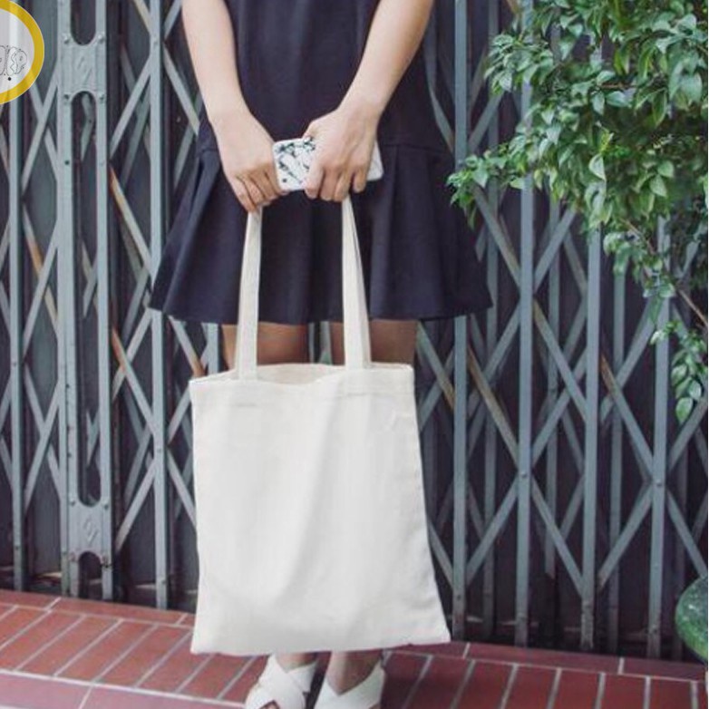 Túi tote 2 quai trơn túi vải canvas trơn đeo vai đi học đi chơi giá rẻ