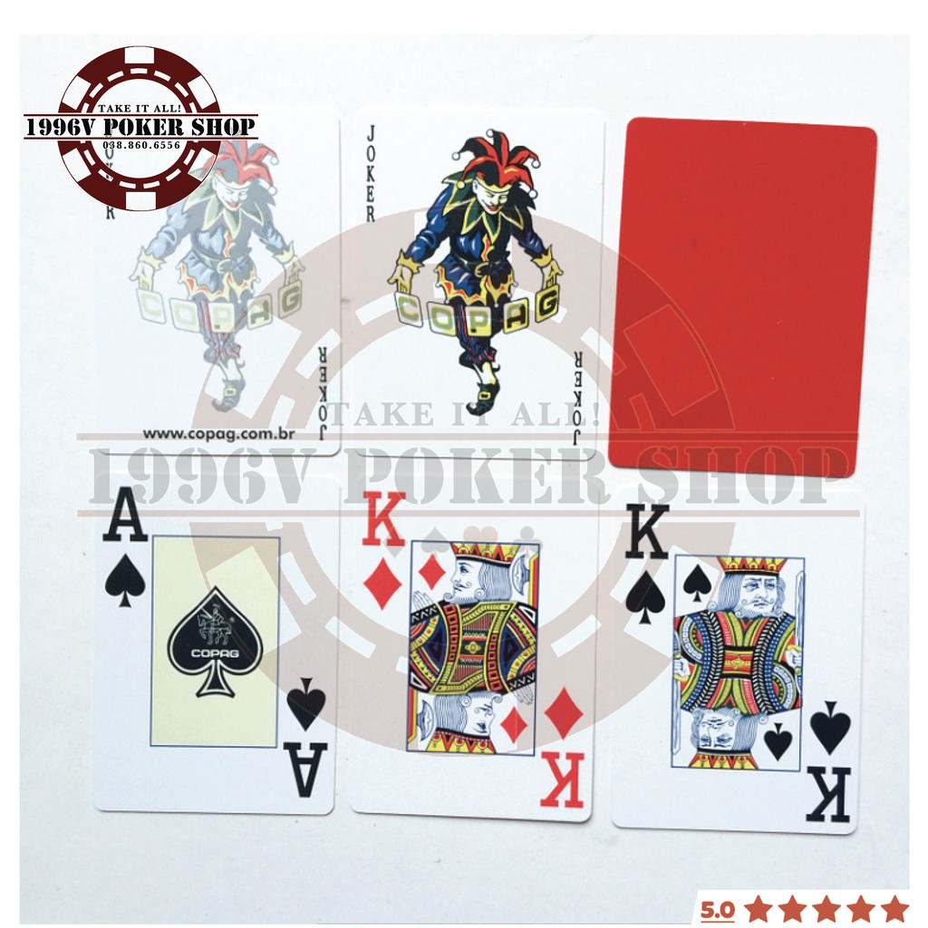 Combo 10 bộ bài tây nhựa Poker Size, bài poker plastic card Poker Star số to Jumbo chống nước - 1996V Poker Shop