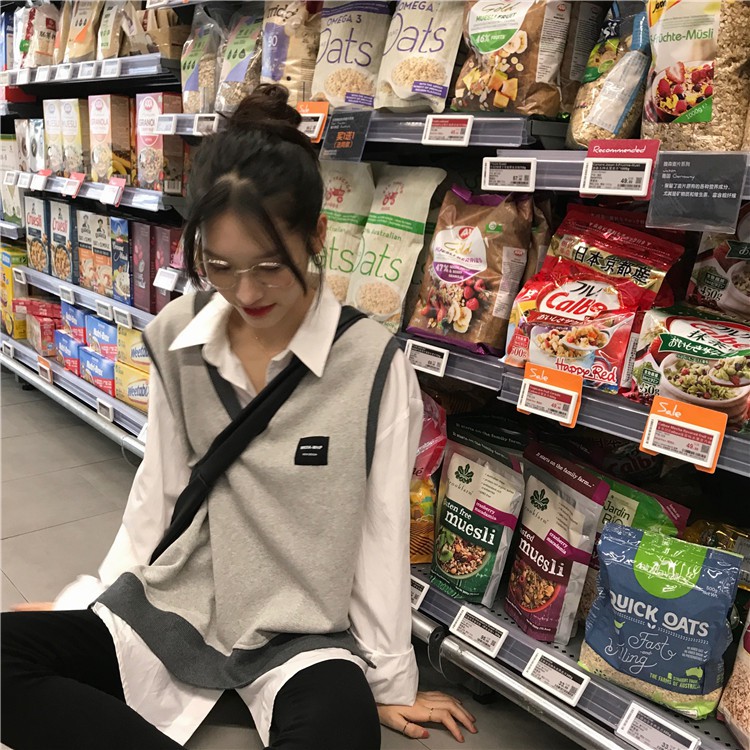 Xiaozhainv Áo sát nách cổ chữ V hoạ tiết thêu thiết kế dáng rộng hợp thời trang | BigBuy360 - bigbuy360.vn