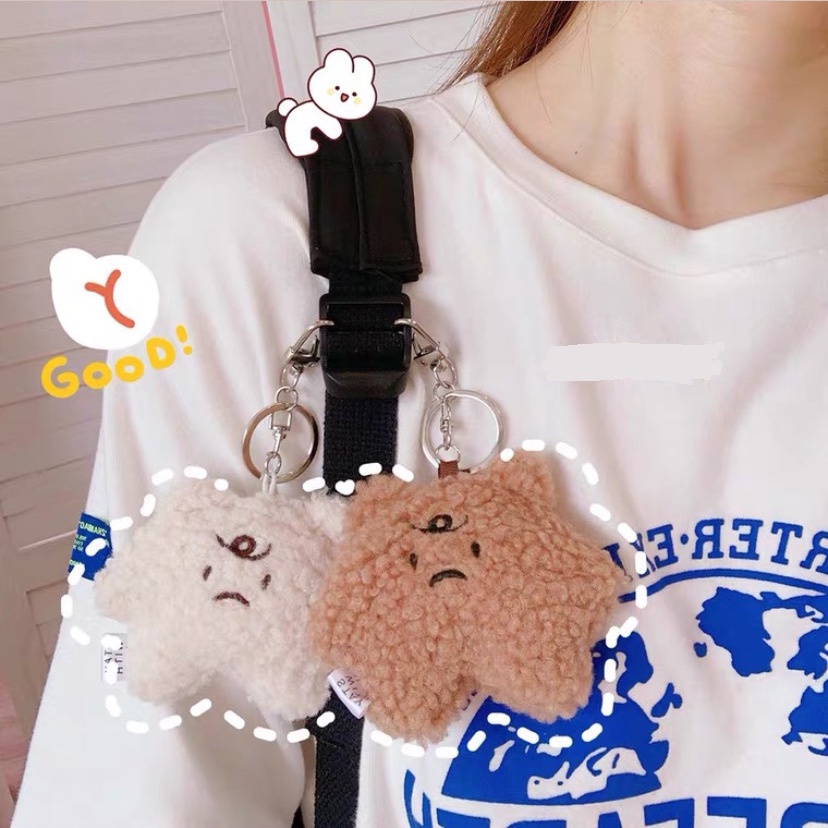 Móc khoá treo cặp trang trí gấu pùn trắng siu cute hột me 🦄 HÀNG CÓ SẴN ✨