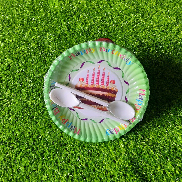 Đĩa Giấy Tiệc Sinh Nhật 16cm Muỗng -10 Cái