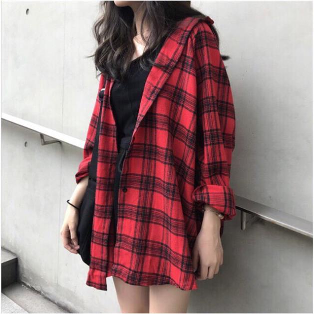 Áo caro sơ mi nam nữ Flannel cao cấp, áo somi trắng nữ hot trend hiện nay