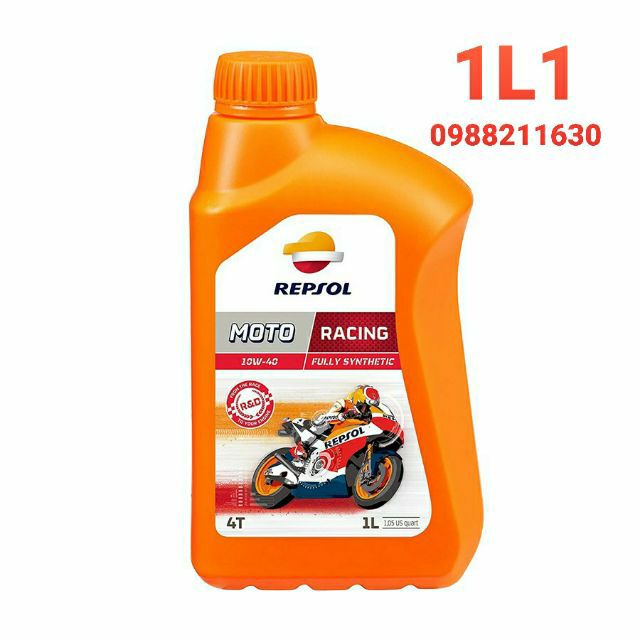 Dầu nhớt tổng hợp cao cấp xe số và xe tay côn Repsol Moto Racing 10W-40 1,1L