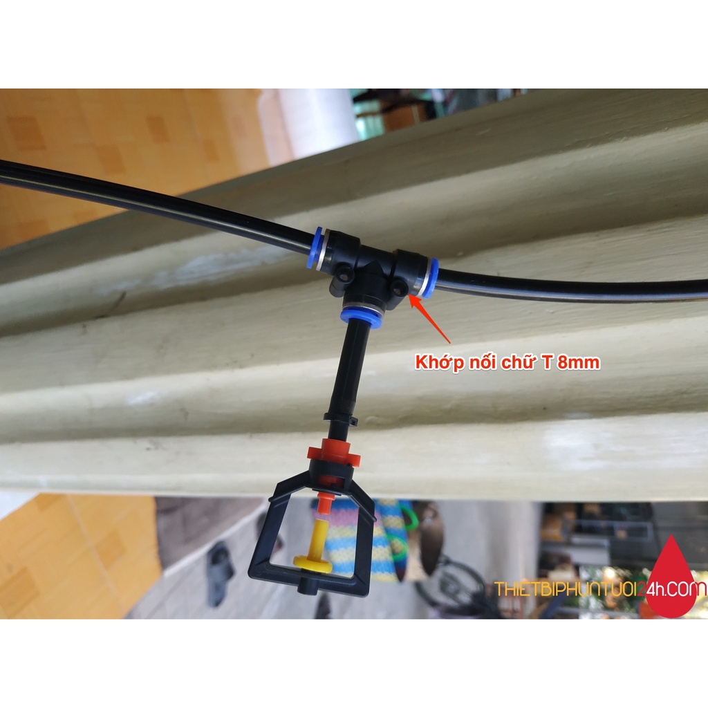 Cút nối nhanh chữ T dành cho ống 8mm ống 8ly dùng trong phun sương hệ thống tưới khí nén - MHL