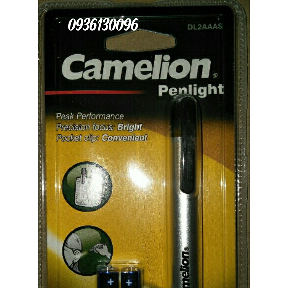 Đèn pin bút DL2AAAS Camelion kèm 2 pin AAA ( ánh sáng vàng)