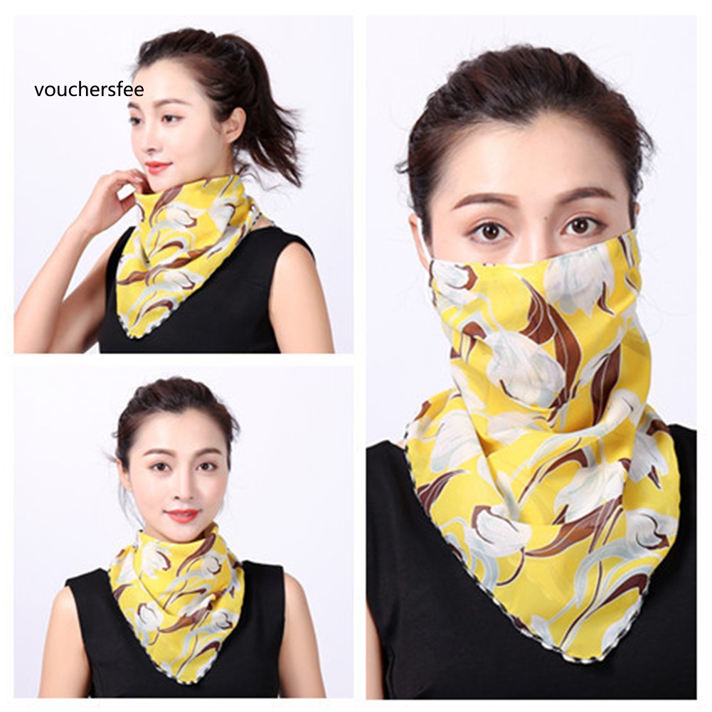 ✤Khẩu Trang Che Mặt Chống Tia UV Chống Gió In Họa Tiết Hoa Dành Cho Nữ Ốp