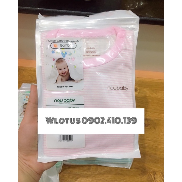 Bộ dài tay thun lạnh sợi tre sơ sinh đáp đũng Nous Baby đến 1 tuổi chinh hãng. chất vải siêu mềm mát