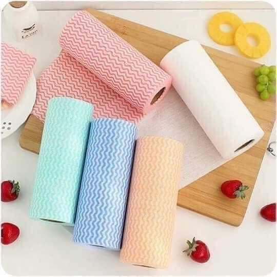 Cuộn Khăn Giấy Lau Bếp Đa Năng 50 Tờ, Khăn Giấy Vải Lau Cực Sạch, Tái Sử Dụng Nhiều Lần