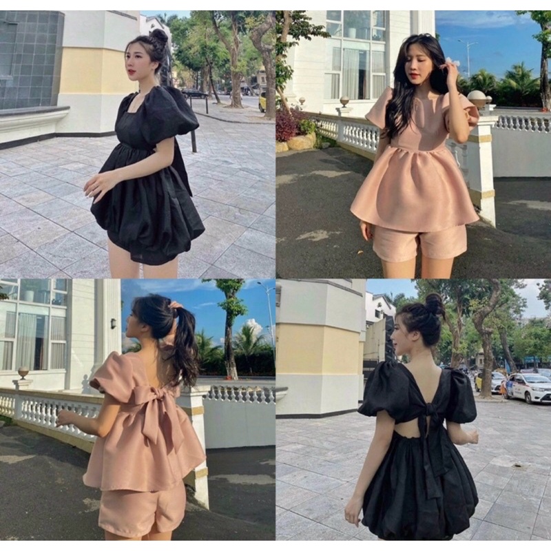 Set áo babydoll nơ lưng