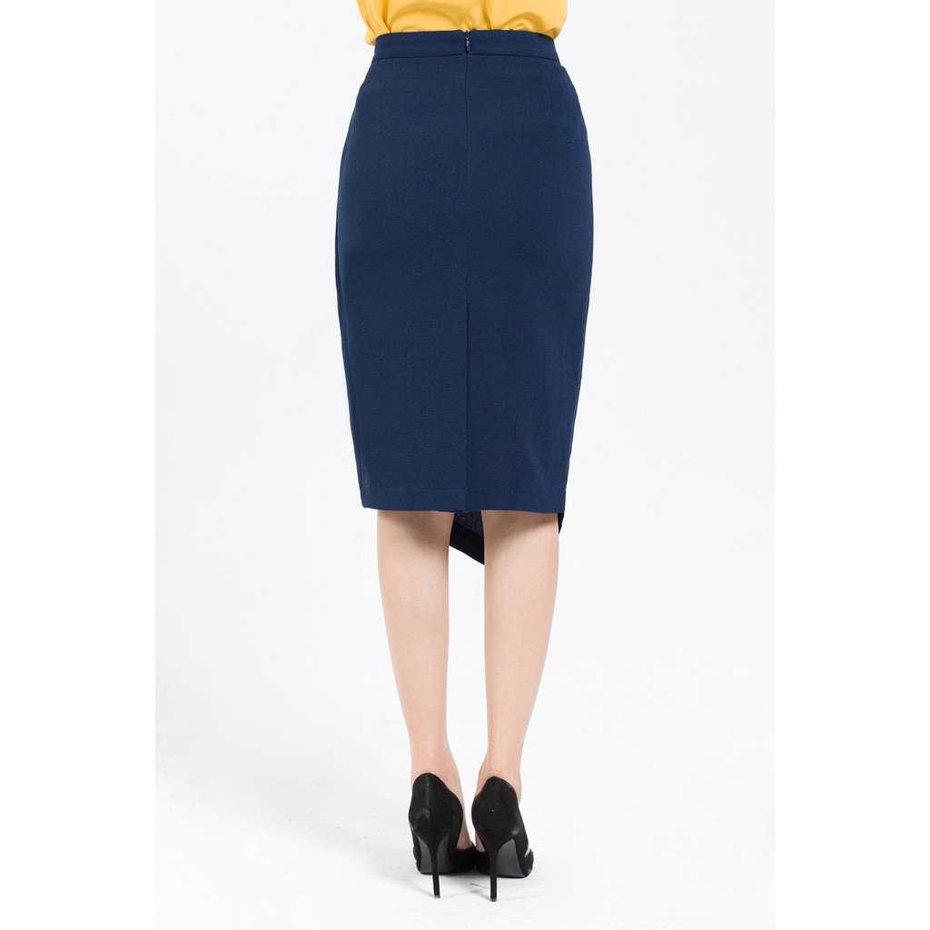 Chân váy ôm xếp ly bèo rủ lệch LAMER L62F19Q010-S1400 (Đen) | BigBuy360 - bigbuy360.vn