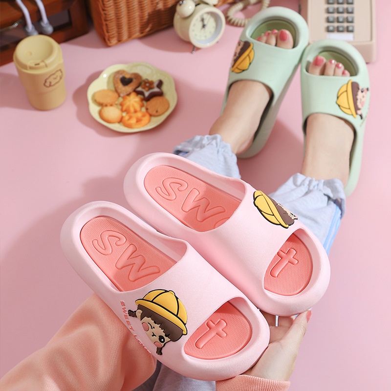 Dép sandal RENBEN đi trong nhà đế dày thoải mái chống trượt họa tiết hoạt hình thời trang cho nữ