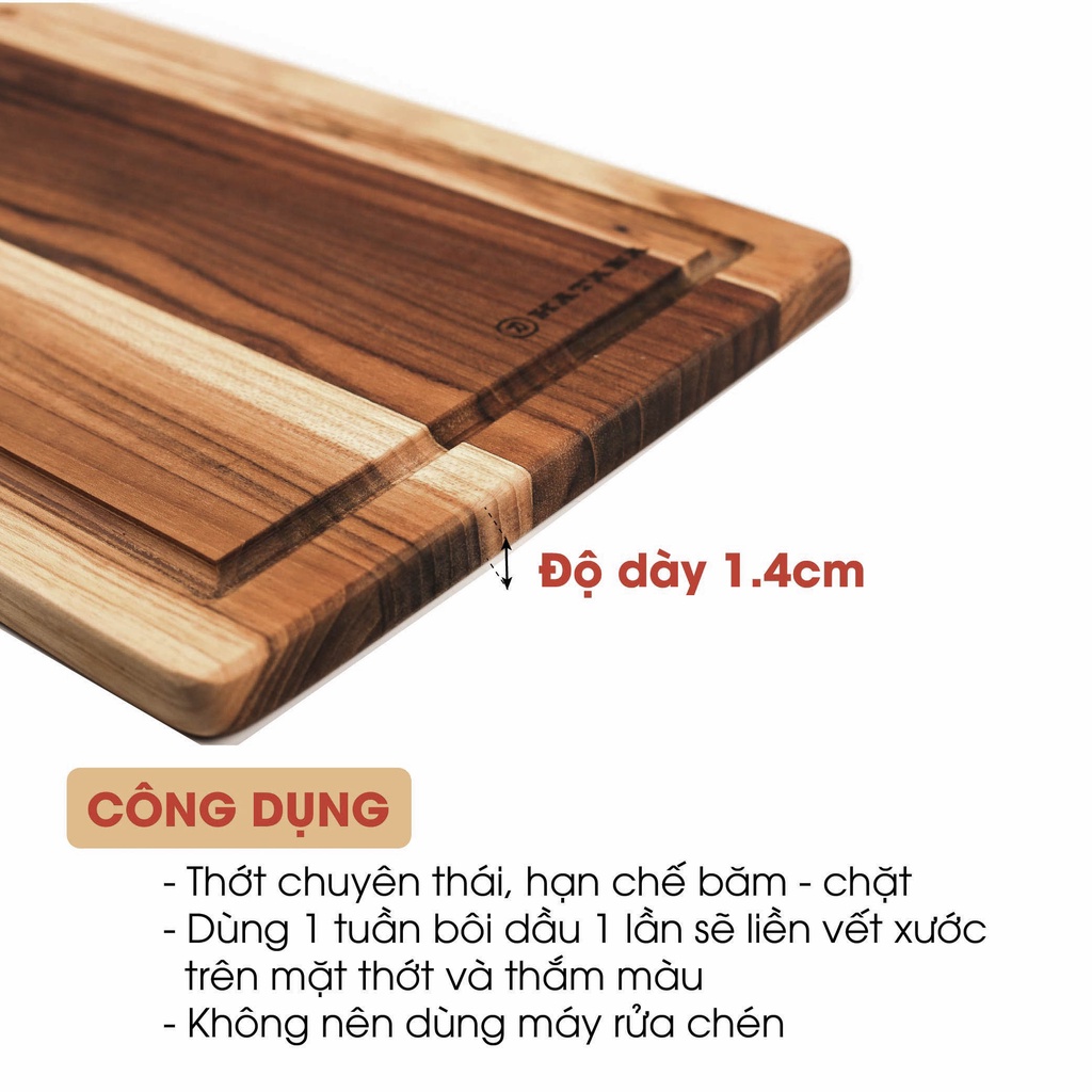 Thớt gỗ Teak Decor thương hiệu KATANA - KTRL/TKTL (nhiều kích thước)