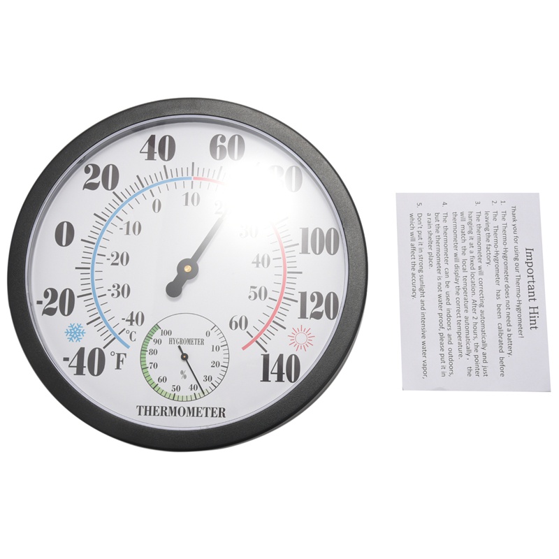 Nhiệt Kế Đo Nhiệt Độ / Độ Ẩm 10 inch Không Cần Pin Dùng Cho Sân Vườn / Trong Nhà / Ngoài Trời
