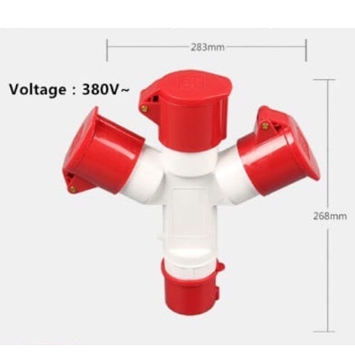 Ổ Phích Cắm Chia 3 Ngả 16A 1 Pha - 3 Pha, Bộ Ổ Phích Công Nghiệp Chia 3 Ngả Tiêu Chuẩn IP44