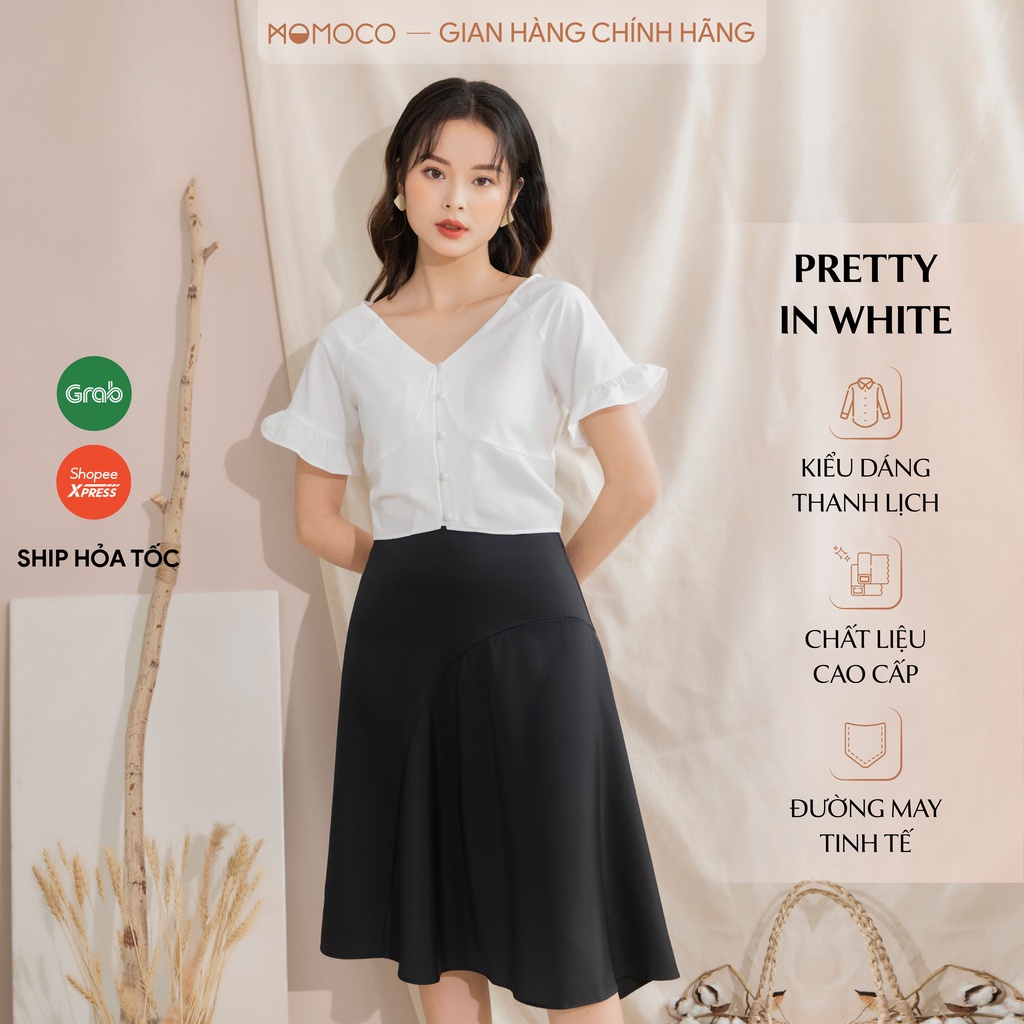 Áo Croptop Nữ MOMOCO Tay Zaglan Bèo Chất Liệu Tuýt Si Mát Mềm Mịn M2067