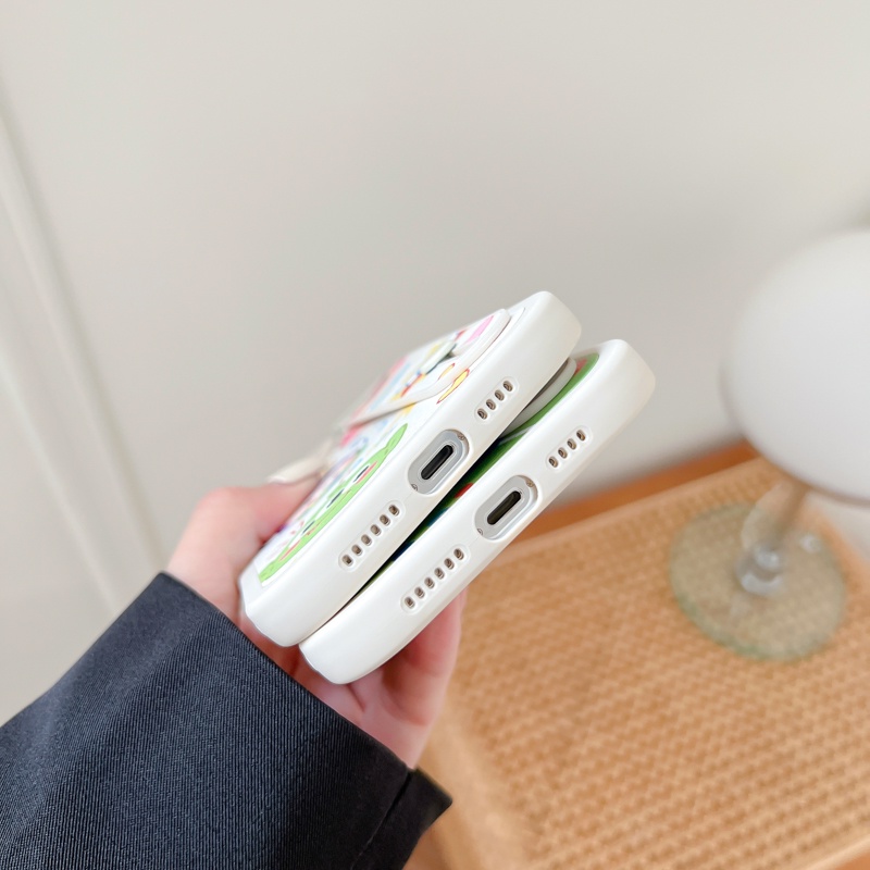 Ốp Điện Thoại Họa Tiết Hoạt Hình Gấu Hồng Kèm Dây Đeo Cổ Tay Chống Sốc Cho Iphone