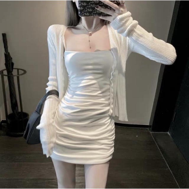 ✨Set váy 2 dây sexy kèm áo khoác mỏng✨