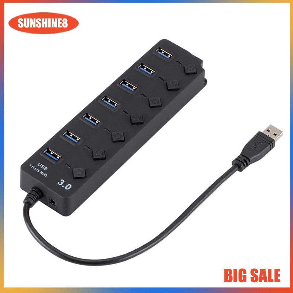 Bộ Chia 7 Cổng Usb 3.0 Hub 5gbps Có Công Tắc Cho Máy Tính