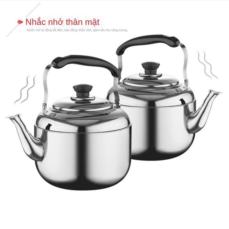 ❣Ấm đun nước inox 304 thương mại 4L5L6L nồi sôi bếp từ có còi gas dày công suất lớn