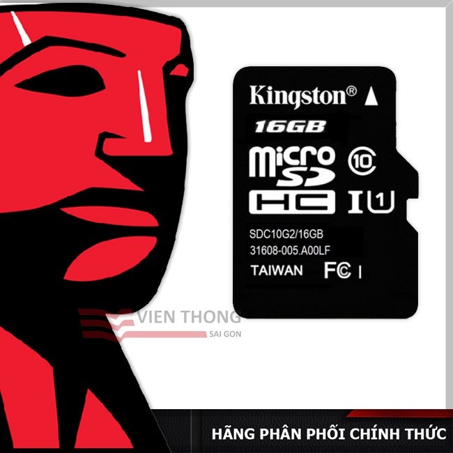 Thẻ nhớ 16gb Kingston 80MB/s  U1 micro SDHC Kingston class 10 - Hãng phân phối chính thức