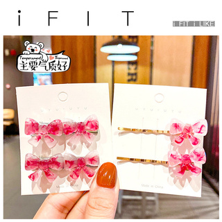 Kẹp Tóc iFIT Kim Loại Đính Nơ Màu Hồng Dễ Thương Phong Cách Hàn Quốc Cho Nữ