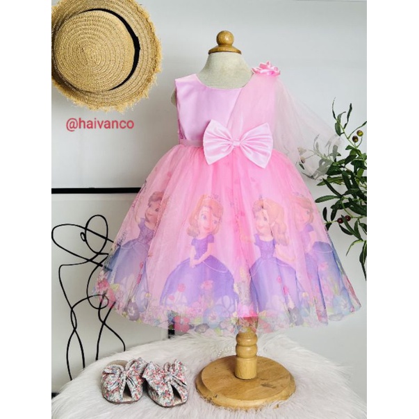 Đầm váy voan công chúa cao cấp đi tiệc haivanco 12 đến 38 kg 3 lớp có lót mềm mại và thoáng mát đi học đi chơi đều đẹp
