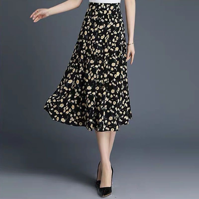 Chân Váy chiffon Dài Dáng Chữ a Lưng Cao Xếp Ly In Họa Tiết Hoa Thời Trang Xuân Hè 2020 Mới