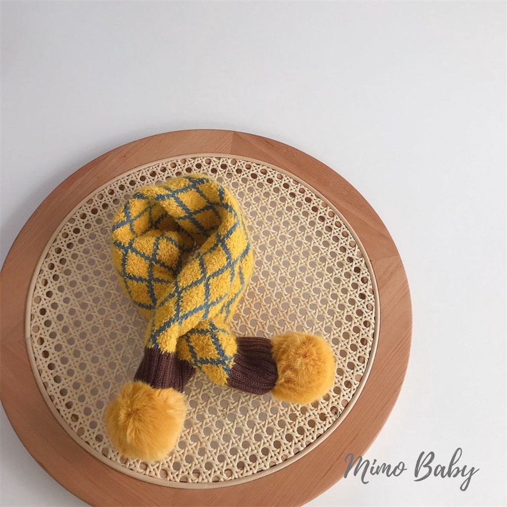 Khăn len nhung tuyết họa tiết sọc caro cao cấp cho bé Mimo Baby KL45