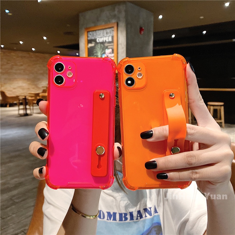 Ốp Điện Thoại Silicon Mềm Dạ Quang Có Dây Đeo Cổ Tay Cho iphone X XS Max XR 6 6 6S 7 8 PLUS SE2020
