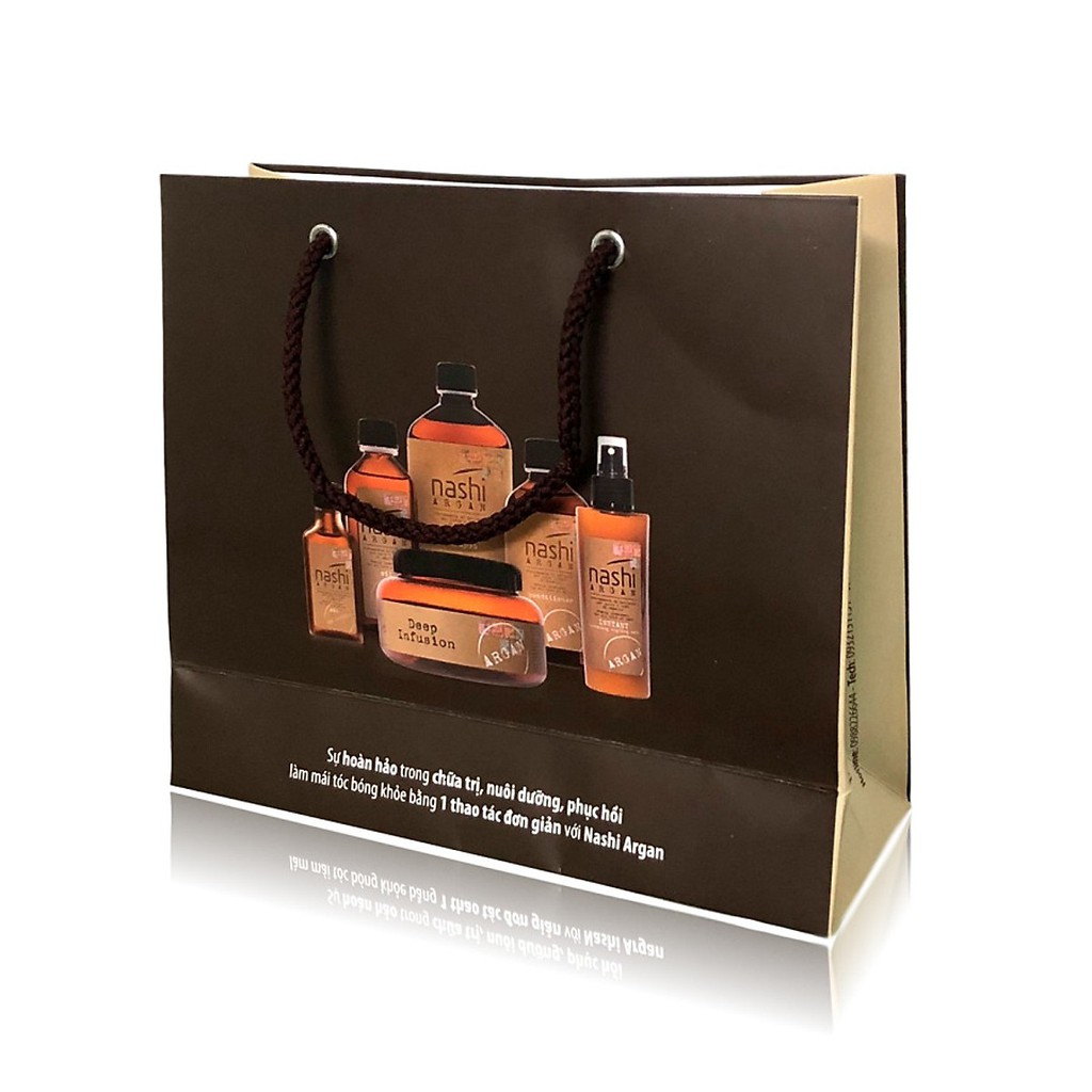 Túi giấy đựng mỹ phẩm quà tặng cao cấp (Màu nâu đen) 20x22x8cm set 5 cái
