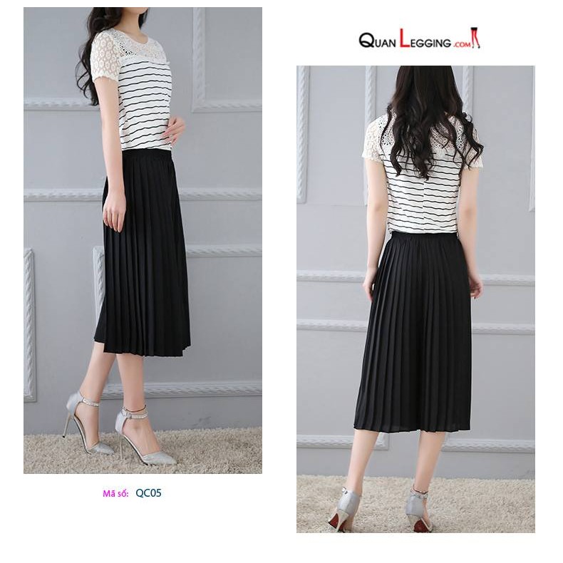 Váy quần xếp ly, quần ống rộng xếp ly, Culottes xếp ly -QC05