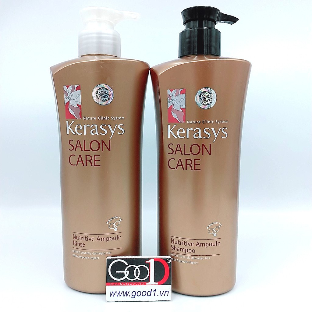 Dầu Gội Dầu Xả Kerasys Salon Care Hàn Quốc chai lùn 600ml