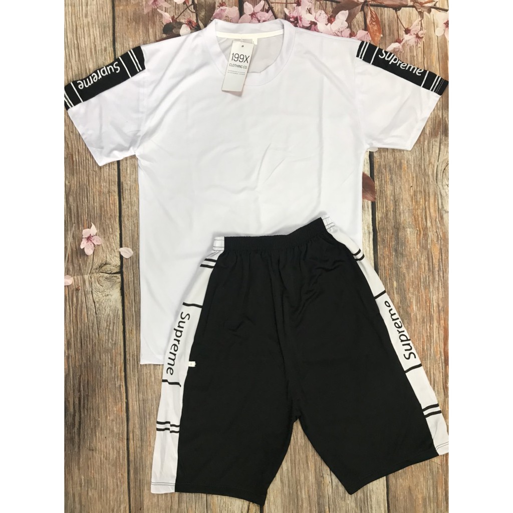 [BN07] Bộ Hè Ham, Bộ Thun Nam Cộc Tay In Logo Đen Trắng In Nhiệt Hàng FullSize | BigBuy360 - bigbuy360.vn