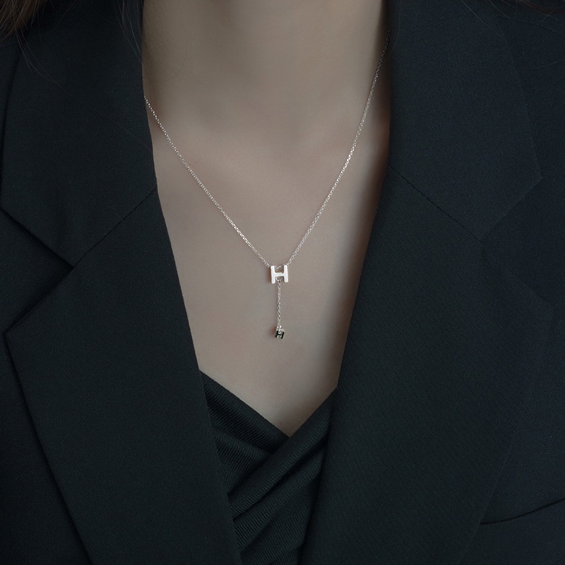 Dây Chuyền Mạ Bạc 925 Mặt Hình Chữ h Thời Trang Mùa Hè 2022